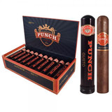 Punch Gusto Tubo Robusto Cigars EMS 20Ct. Box, packaged cigars with a black tube and a single cigar displayed outside the box.