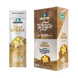 Hempire Wraps Cali Cream 15/4 Packs, image of the product packaging and individual pack showing the hemp wraps with a yellow orchid design.