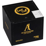 AJ Fernandez Last Call By AJ Fernandez Maduro Corticas Cigars 25 Ct. Box, black packaging with gold and white text and logo.