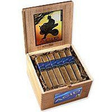 Drew Estate ACID Cigars by Drew Estate Deep Dish 24Ct. Box, open wooden cigar box displaying rows of cigars with blue and gold bands.