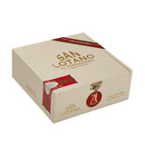 AJ Fernandez San Lotano Oval Maduro Toro Cigars 20Ct. Box, a white storage box with gold and red accents, featuring the San Lotano logo and a secure latch.