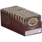 General Cigar Hoyo Excalibur Miniature Cigars 10/20 Tins, box of mini cigars in individual foil wraps in a brown display box.