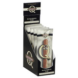 Quorum Shade Robusto Cigars 6 Ct. Pack, image showing the cigars in a black and white display box with individual cigar pouches inside.