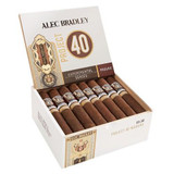Alec Bradley Project 40 Maduro Cigars Robusto 24Ct. Box, containing 24 premium cigars with rich Maduro label design inside an open white box.