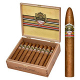 Ashton Cigars Ashton Cabinet Selection Pyramid Cigars 25Ct. Box, box of premium cigars with a single cigar outside showing the detailed band and packaging.