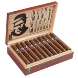 Caldwell Blind Man's Bluff Maduro Robusto Cigars 20Ct. Box, open wooden box showing 20 Maduro cigars inside.