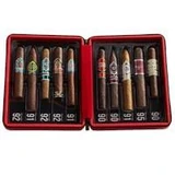 CAO Champions Cigars Sampler III 10Ct. Box, a red cigar box displaying ten assorted cigars with various band designs and sizes.