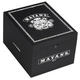 General Cigar Mayans M.C. Gordo Cigars 20Ct. Box, black cigar box with Mayans M.C. logo featuring a detailed skull and chain design.