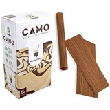 CAMO Natural Leaf Wraps Russian Cream 25Pk, package with wooden leaf wraps and a rolling sheet for rolling cigars or similar products.