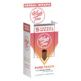 High Tea Wraps Juicy Pure Peach 25/5 Ct, product packaging featuring herbal wraps with a graphic of a peach and a wrap cone on the box.