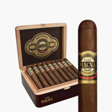 Casa Magna Colorado Robusto Cigars 27Ct. Box, an open wooden cigar box containing multiple cigars with a single cigar displayed outside the box.