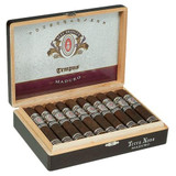 Alec Bradley Tempus Maduro Terra Nova 20 Count Box, wooden cigar display box containing cigars with decorative bands.
