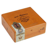 Alec Bradley The Lineage Toro Cigars 24Ct. Box, wooden box with orange finish and black lettering, featuring a decorative seal and logo.