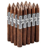 Arganese Habano Torpedo Cigars 20Ct. Pack, close-up of individually wrapped cigars with white and black labels displaying the brand name.