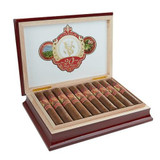 Victor Sinclair 20th Anniversary Cigars, a wooden box containing ten cigars with red and gold bands.