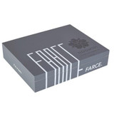 Room 101 FARCE Cigars, elegant gray box packaging with modern design and floral logo.