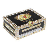 Romeo y Julieta Reserve Maduro Cigars, a decorative cigar box with black, gold, and cream colors, featuring the brand's logo and detailed artwork.