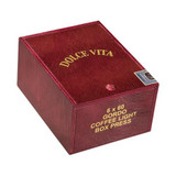 Dolce Vita Cafe Coffee Light Edition Gordo Box-Press Cigars 20Ct. Box, a burgundy textured cigar box with gold lettering and a barcode sticker.