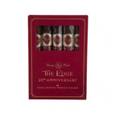 Montecristo Rocky Patel The Edge 20th Anniversary Cigar Sampler 5ct, box of five chocolates wrapped cigars in a red box.
