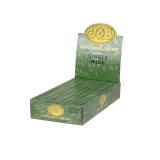 Republic Group JOB Organic Hemp Cigarette Papers Single Wide 24ct, green and yellow cardboard display box with hemp leaf design and product branding.