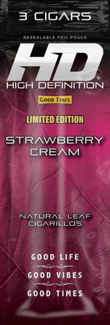 Good Times #HD Cigarillos Strawberry Cream 15 Pouches of 3