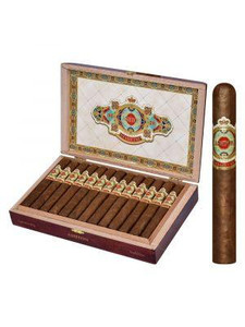 Ashton Cigars Ashton Symmetry Sublime Cigars 25Ct. Box, an open box of premium cigars with a single cigar placed beside it, showcasing the luxurious packaging and design.