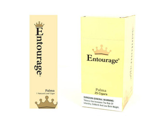 National Almond Honey Entourage Cigars Palma 25 Ct, image of a box of cigars with the Entourage logo and general warning label. National Almond Honey Entourage Cigars Palma 25 Ct, image of a box of cigars with the Entourage logo and general warning label.