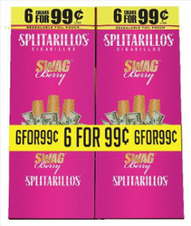Trendsettah Inc Splitarillos Swag Berry Cigarillos Pouch - Pack of 30 pouches of 3, featuring pink packaging with promotional text and images of cigarillos with dollar bills.