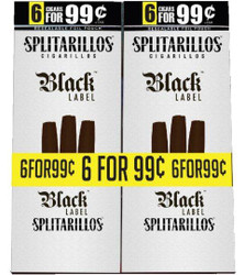 Trendsettah Inc Splitarillos Cigarillos Black Label 30 Pouches of 3, display of promotional packaging with discounted offers for cigarillos. Trendsettah Inc Splitarillos Cigarillos Black Label 30 Pouches of 3, display of promotional packaging with discounted offers for cigarillos.