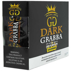 Grabba Leaf Tobacco GG Dark Grabba Cigar Leaf 25Ct, black packaging with gold and white branding, warning label, and product description. Grabba Leaf Tobacco GG Dark Grabba Cigar Leaf 25Ct, black packaging with gold and white branding, warning label, and product description.