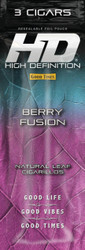 Good Times #HD Cigarillos Wild Berry 15 Packs of 3, image of a Berry Fusion flavored cigarillo pack with a colorful leaf design, resealable foil pouch. Good Times #HD Cigarillos Wild Berry 15 Packs of 3, image of a Berry Fusion flavored cigarillo pack with a colorful leaf design, resealable foil pouch.