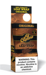 Al Capone Leaf Original 18/1, tobacco leaf wrap with packaging showing branding and warning label. Al Capone Leaf Original 18/1, tobacco leaf wrap with packaging showing branding and warning label.