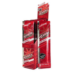Kush Herbal Hemp Wrap Sweet 25/2, image of red and white packaging of herbal hemp wraps with the Kush logo and product details. Kush Herbal Hemp Wrap Sweet 25/2, image of red and white packaging of herbal hemp wraps with the Kush logo and product details.