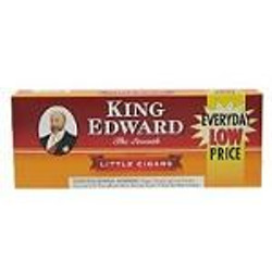Swisher International King Edward Filtered Cigars Regular, box of King Edward filtered cigars with red and gold packaging.