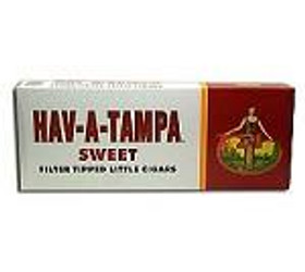 Altadis Hav-A-Tampa Little Cigars Sweet, packaging box of flavored small cigars with colorful branding. Altadis Hav-A-Tampa Little Cigars Sweet, packaging box of flavored small cigars with colorful branding.