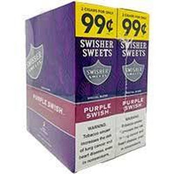 Swisher International Swisher Sweets Cigarillos Foil Purple Swish, box of 30 pouches of 2 cigarillos each in purple packaging. Swisher International Swisher Sweets Cigarillos Foil Purple Swish, box of 30 pouches of 2 cigarillos each in purple packaging.