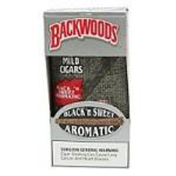 Altadis Backwoods Black N Sweet Aromatic Cigars, image of the packaging showing a pack of 8/5 count cigars with a black and white design and the Backwoods logo. Altadis Backwoods Black N Sweet Aromatic Cigars, image of the packaging showing a pack of 8/5 count cigars with a black and white design and the Backwoods logo.