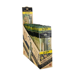 King Palm Wraps King Size Rolls 20Ct/2, retail display box with multiple packs of King Palm natural palm leaf wraps for rolling cigarettes or herbal products. King Palm Wraps King Size Rolls 20Ct/2, retail display box with multiple packs of King Palm natural palm leaf wraps for rolling cigarettes or herbal products.