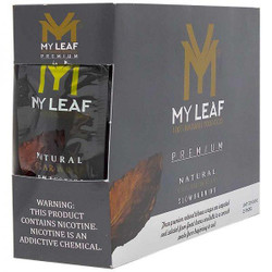 Grabba Leaf Tobacco MY Leaf Silver Natural Tobacco Leaf Wrap, packaging box with a small window showing the tobacco leaf inside, premium and natural slow burning tobacco.