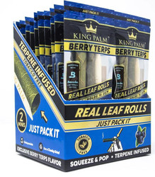King Palm Wraps Mini Rolls Berry Terps 20Ct/2, product packaging with multiple mini rolls and branding details. King Palm Wraps Mini Rolls Berry Terps 20Ct/2, product packaging with multiple mini rolls and branding details.
