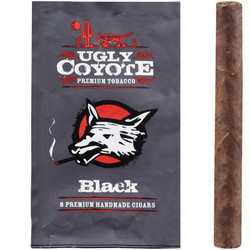 Ugly Coyote Cigars Black Sweet 5/8 Packs, black and gray packaging with a coyote graphic and red accents, featuring a cigar to the right of the package.