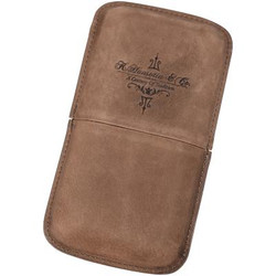 Gurkha Cigars Leather Case Holds 3, brown leather cigar accessory case with engraved logo.