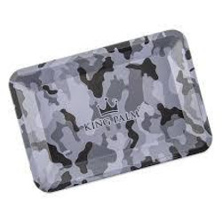 King Palm Rolling Tray Small Camo, compact camouflage-themed rolling tray with King Palm logo. King Palm Rolling Tray Small Camo, compact camouflage-themed rolling tray with King Palm logo.