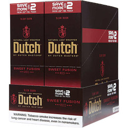 Product: Altadis Dutch Masters Cigarillos Foil Sweet Fusion 30 Pouches of 2, image showing the packaging of Dutch Masters Sweet Fusion cigarillos in a black and red box with branding and warning label. Product: Altadis Dutch Masters Cigarillos Foil Sweet Fusion 30 Pouches of 2, image showing the packaging of Dutch Masters Sweet Fusion cigarillos in a black and red box with branding and warning label.