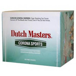 Altadis Dutch Masters Corona Sports Cigars Box, a green and white packaging box of cigars with brand and product information displayed on the front. Altadis Dutch Masters Corona Sports Cigars Box, a green and white packaging box of cigars with brand and product information displayed on the front.