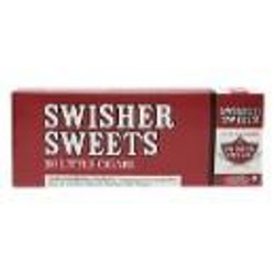 Swisher International Swisher Sweets Little Cigars Regular, a pack of small flavored cigars in a red and white box. Swisher International Swisher Sweets Little Cigars Regular, a pack of small flavored cigars in a red and white box.