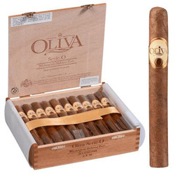 Oliva Cigars Oliva Serie O Cigars Corona 20 Ct. Box, a wooden box containing twenty cigars with a single cigar placed outside the box for display. Oliva Cigars Oliva Serie O Cigars Corona 20 Ct. Box, a wooden box containing twenty cigars with a single cigar placed outside the box for display.