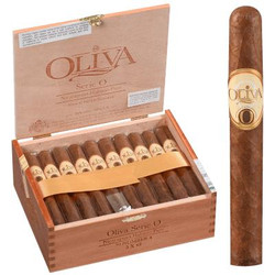 Oliva Serie O #4 Cigar Corona 30 Ct. Box 5.00X43, presented with an open wooden box showing 30 cigars inside and a single cigar placed beside the box, emphasizing its high-quality and premium packaging for cigar enthusiasts.