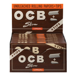 OCB Virgin Unbleached Papers & Tips Slim 24pc OCB Virgin Unbleached Papers & Tips Slim 24pc