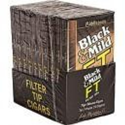 John Middleton Black & Mild Filter Tip Cigars, image showing a box of cigars with black and gold packaging design. John Middleton Black & Mild Filter Tip Cigars, image showing a box of cigars with black and gold packaging design.